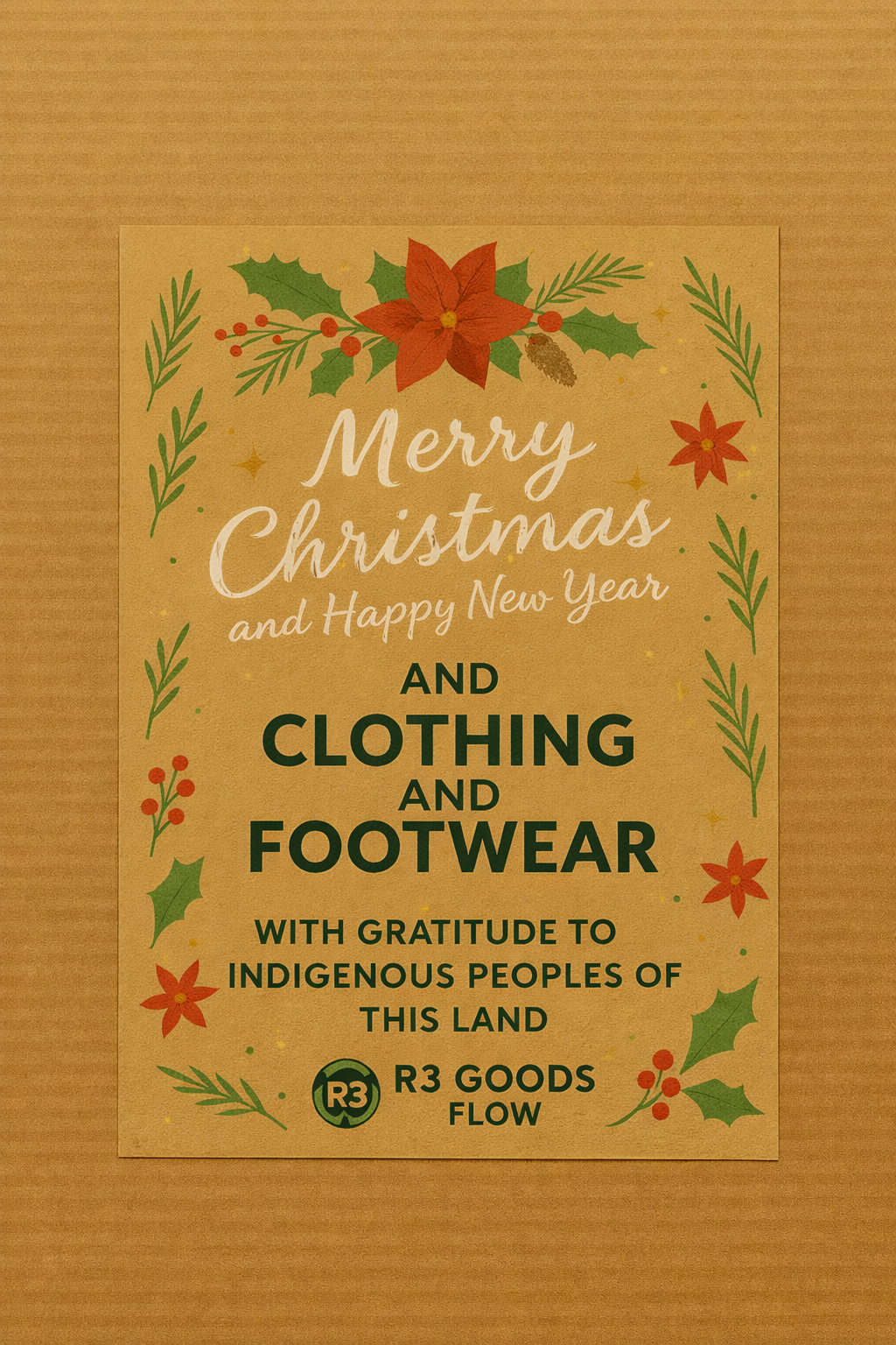 Merry Christmas and Happy New Year Clothing and Footwear with gratitude to Indigenous peoples